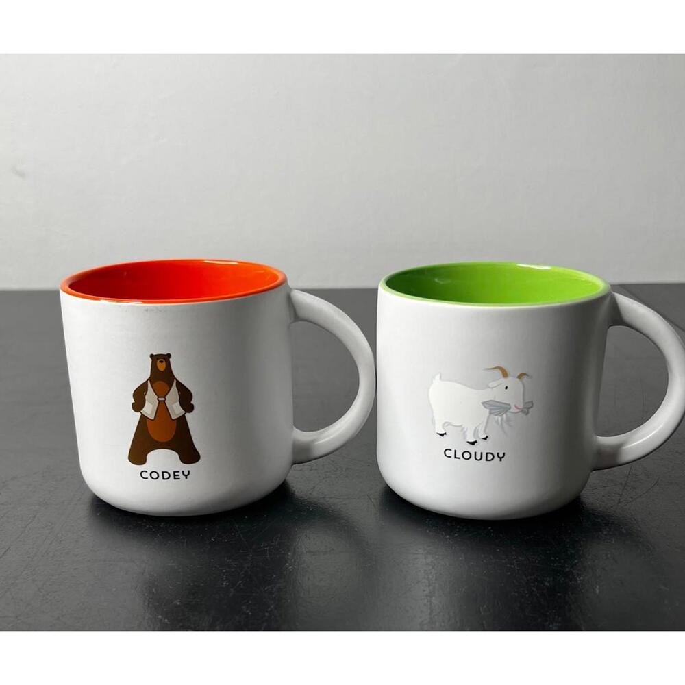 Codey & Cloudy Ceramic Coffee Mugs with Animal Designs